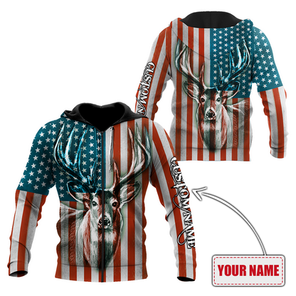 US Deer Persionalized Name 3D All Over Printed Shirts