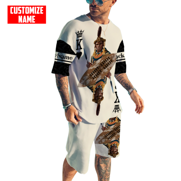 African Culture Personalize Name Black King Zulu Combo Tshirt And Boardshort ML