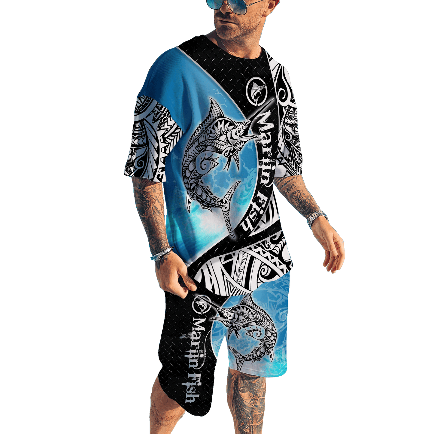 Polynesia No 23 Combo T Shirt Broad Short Go Fishing Personalize Marlin Fish