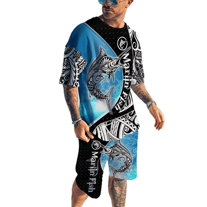 Polynesia No 23 Combo T Shirt Broad Short Go Fishing Personalize Marlin Fish