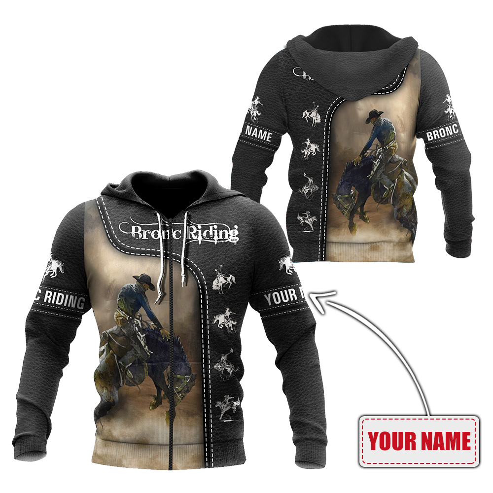 Personalized Name Rodeo 3D All Over Printed Unisex Shirts Black Leather Texture