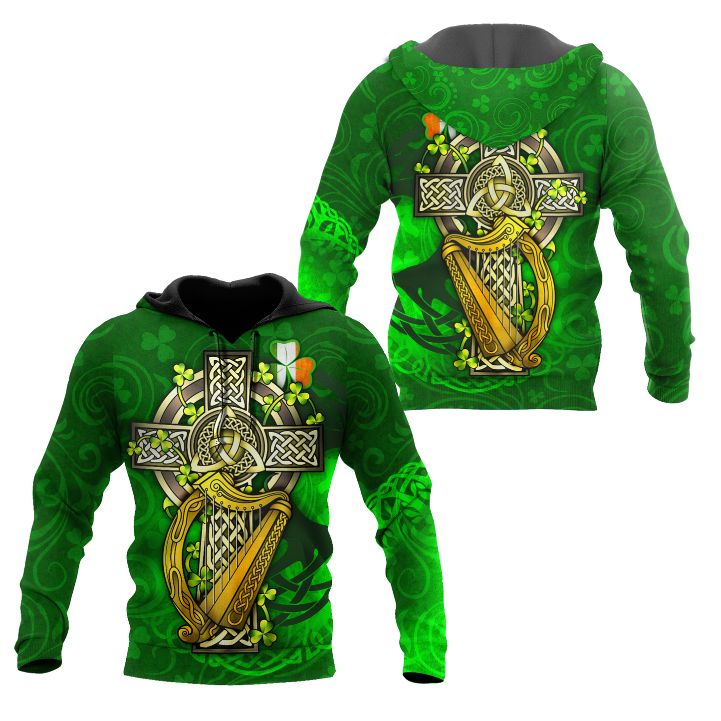 Irish Harp 3D All Over Printed Shirts For Men and Women