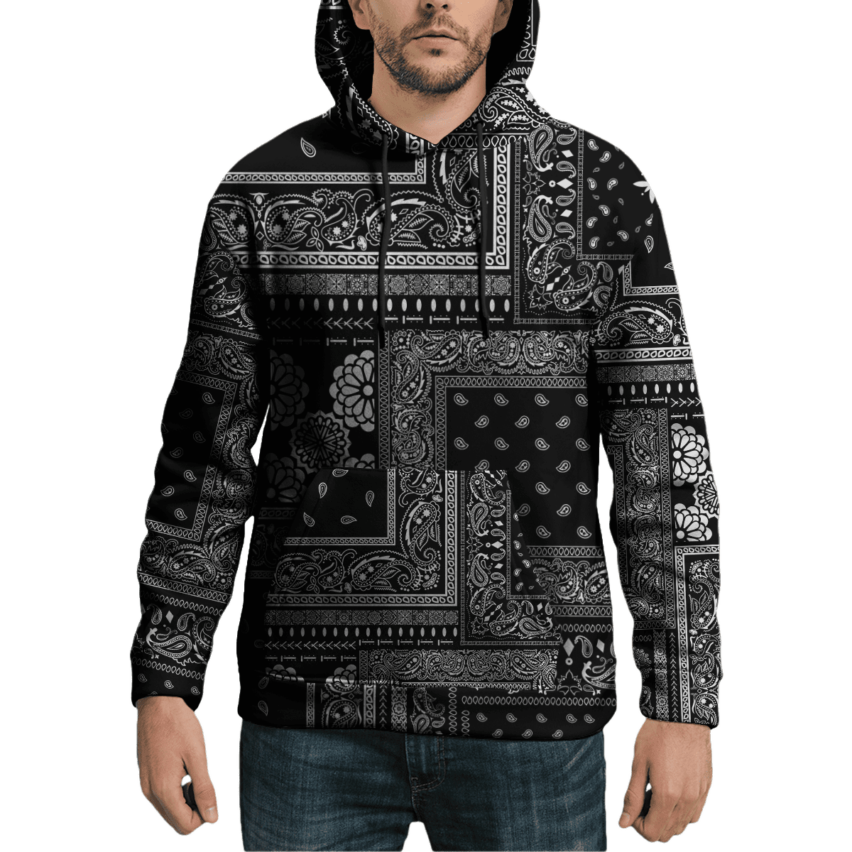 Paisley Bandana Vibe with Black White tone Street Style 3D All Over Printed