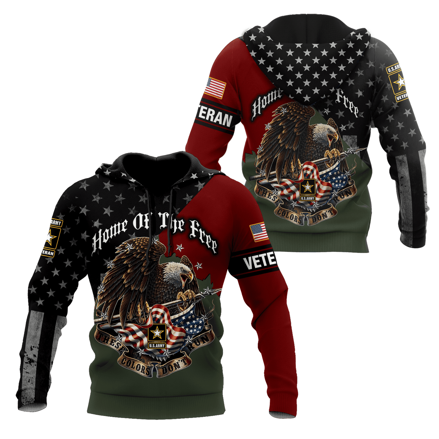 Home Of The Free US Veteran 3D All Over Printed Hoodie H