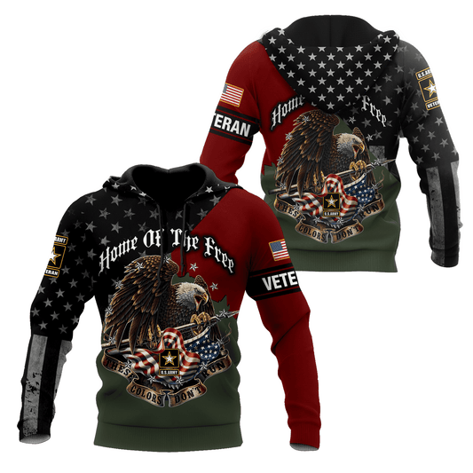 Home Of The Free US Veteran 3D All Over Printed Hoodie H