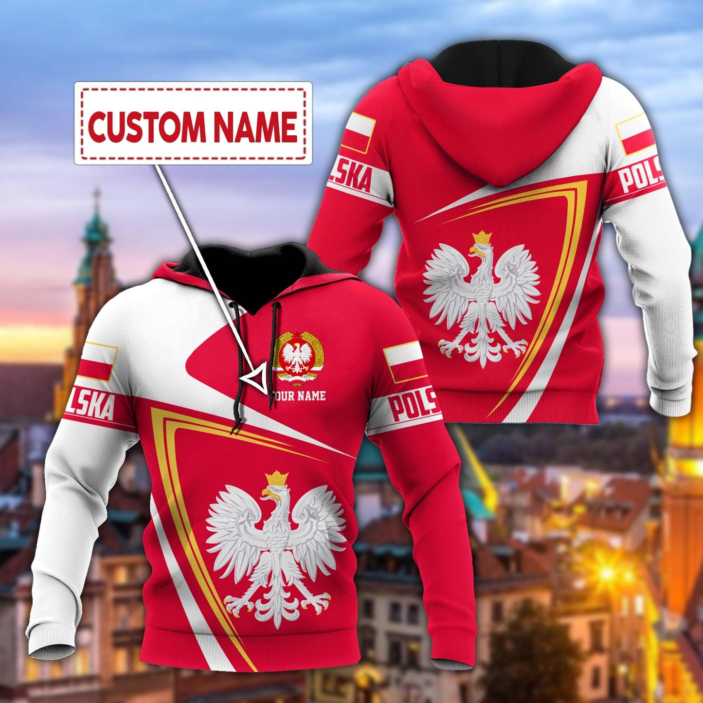 Personalized Polska 3D All Over Printed Unisex Hoodie