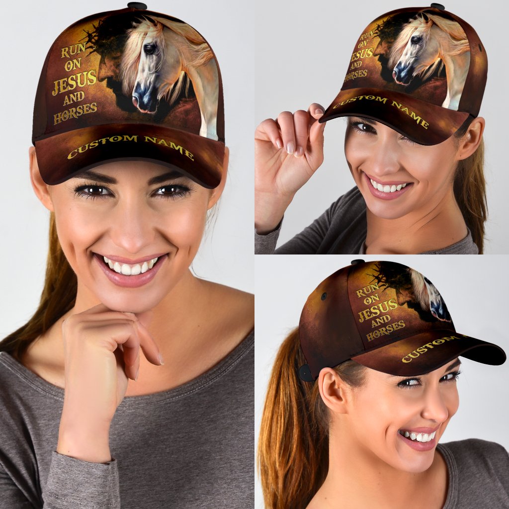Personalized Name Rodeo Classic Cap Runs On Jesus And Horses Ver 4