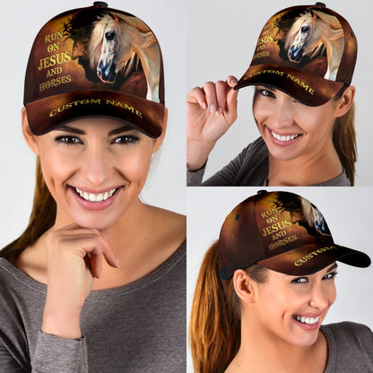 Personalized Name Rodeo Classic Cap Runs On Jesus And Horses Ver 4