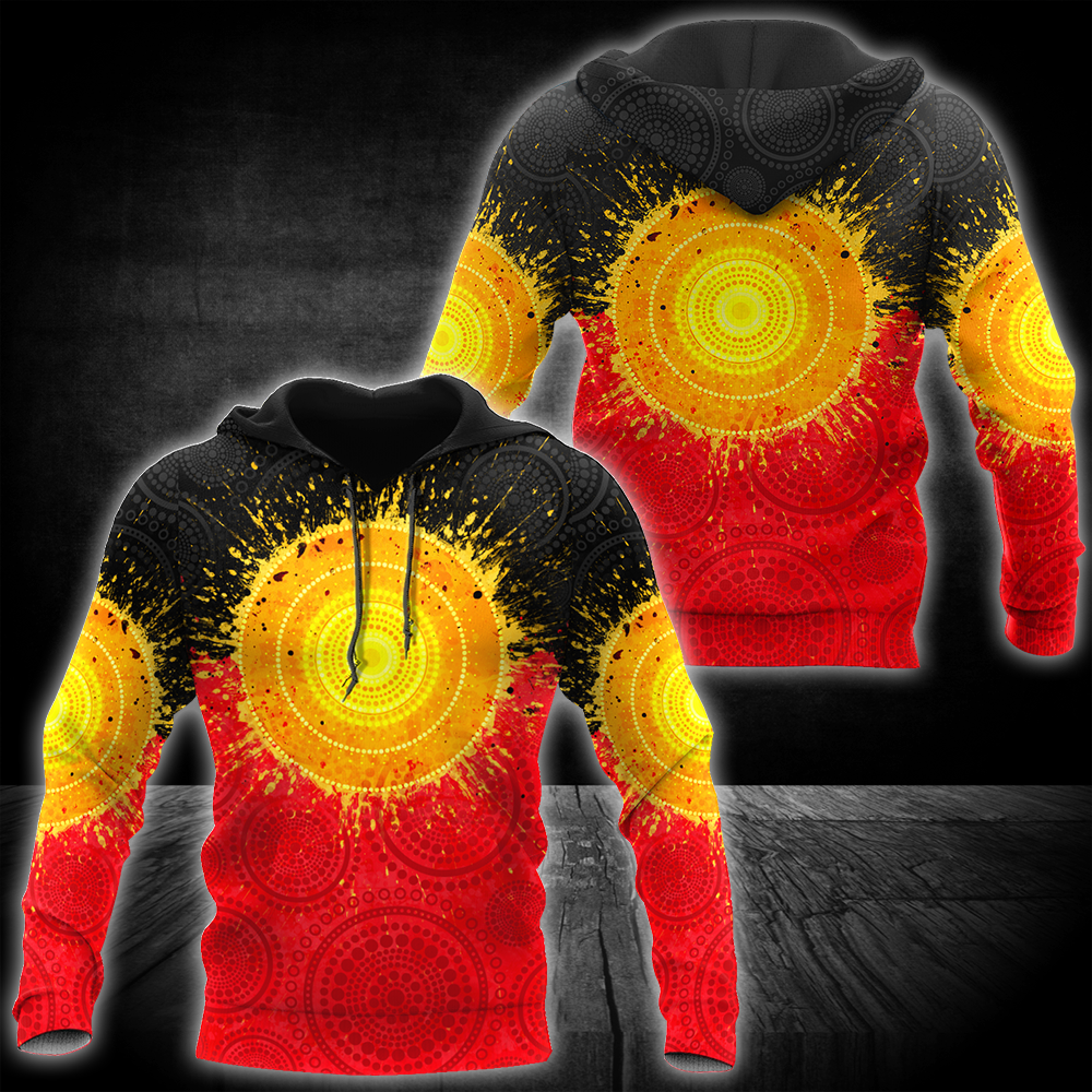 Tmarc Tee Aboriginal Flag Indigenous Sun Painting Art 3D design shirts