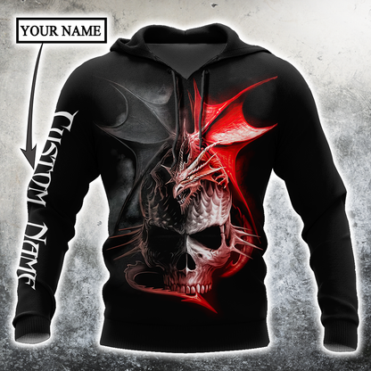 Dragon Skull 3D Hoodie Shirt For Men And Women Custom Name