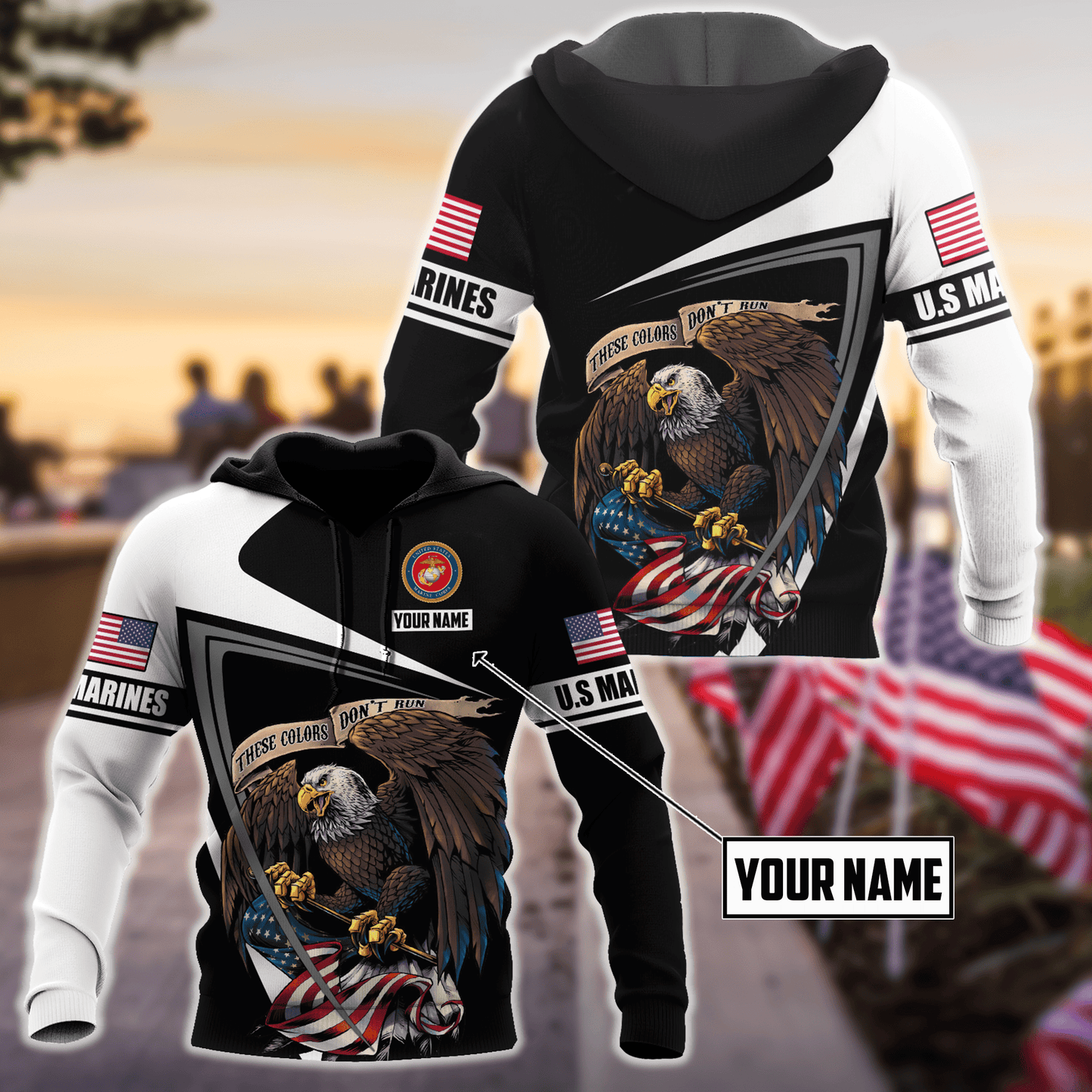 Custom name US Marine Corps Veteran 3D printed shirts Proud Military