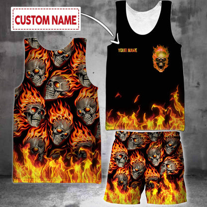 Customized Name Skull 3D All Over Printed Unisex Shirts