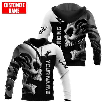Personalized Name Rodeo Skull 3D All Over Printed Unisex Shirts Bull Riding