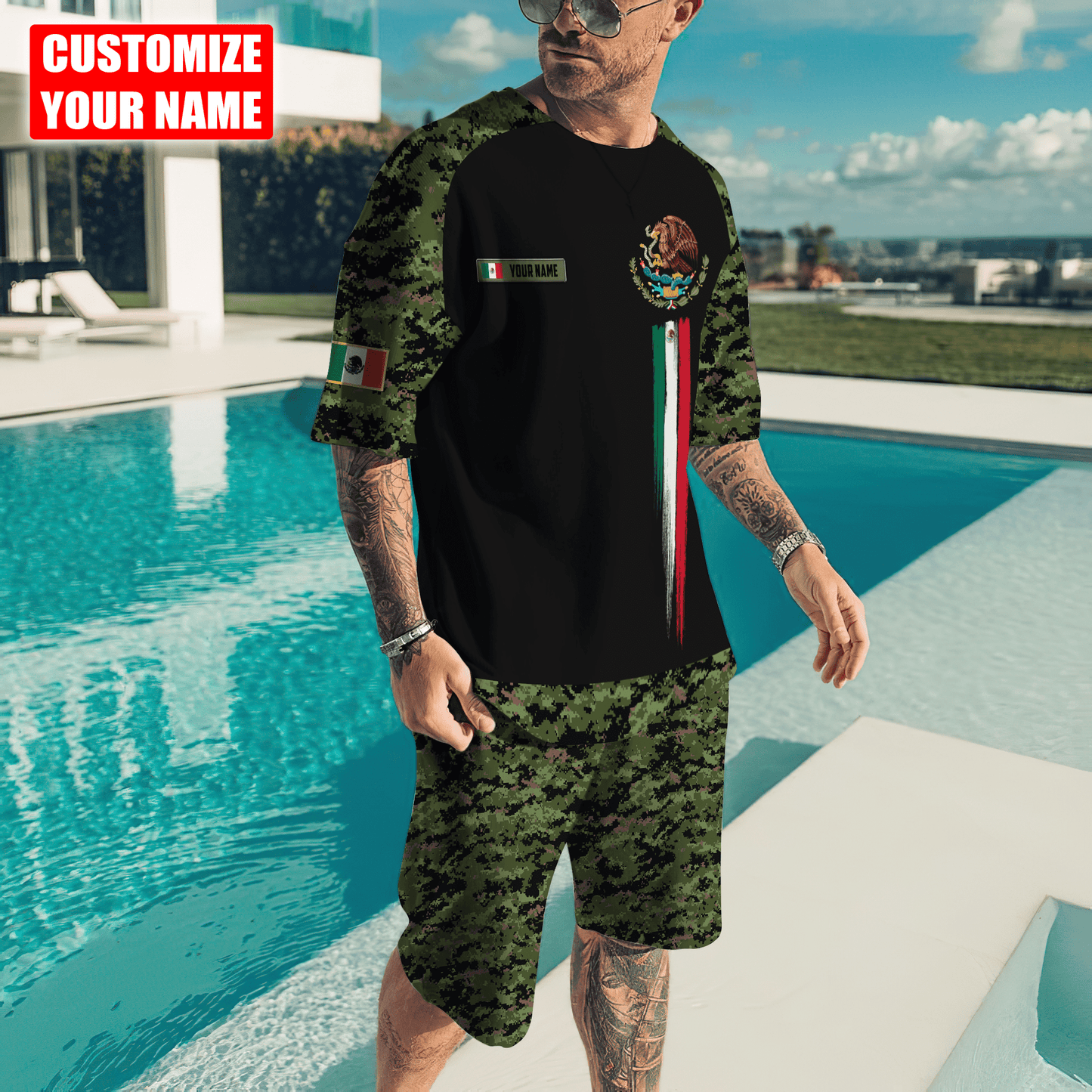 Personalized Name Mexico Combo T-shirt and Short 3D All Over Printed