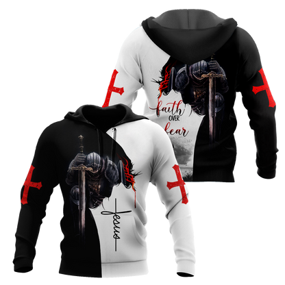 Jesus Christ Faith Over Fear 3D Printed Hoodie, T-Shirt for Men and Women