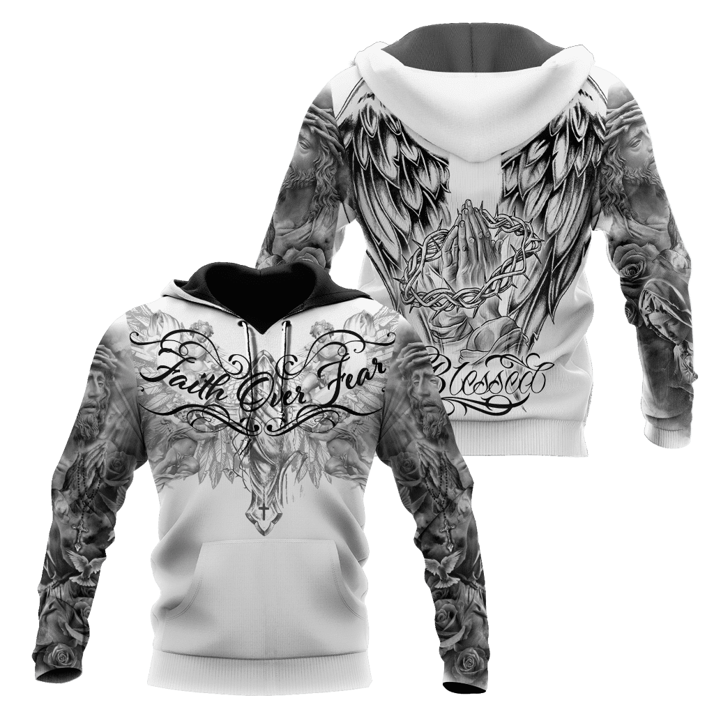 Jesus Christ Faith Over Fear 3D Printed Hoodie, T-Shirt for Men and Women