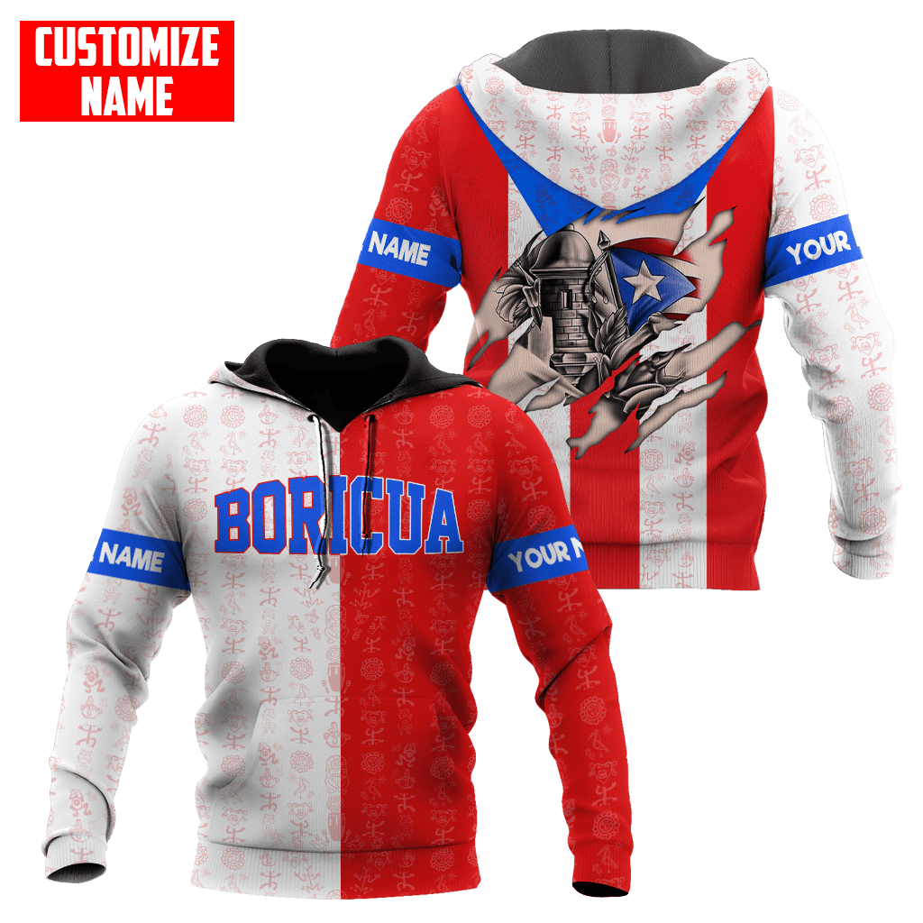 Customize Name Boricua Puerto Rico Hoodie For Men And Women