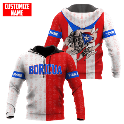 Customize Name Boricua Puerto Rico Hoodie For Men And Women