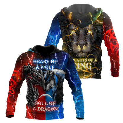 The Power Of Three Souls Dragon Wolf Lion 3D All Over Printed Unisex Shirts