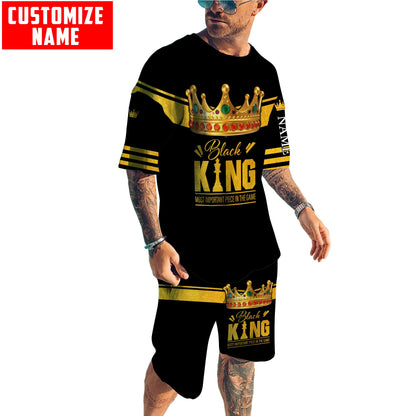 African Culture Personalize Name Black King Combo Tshirt And Boardshort ML