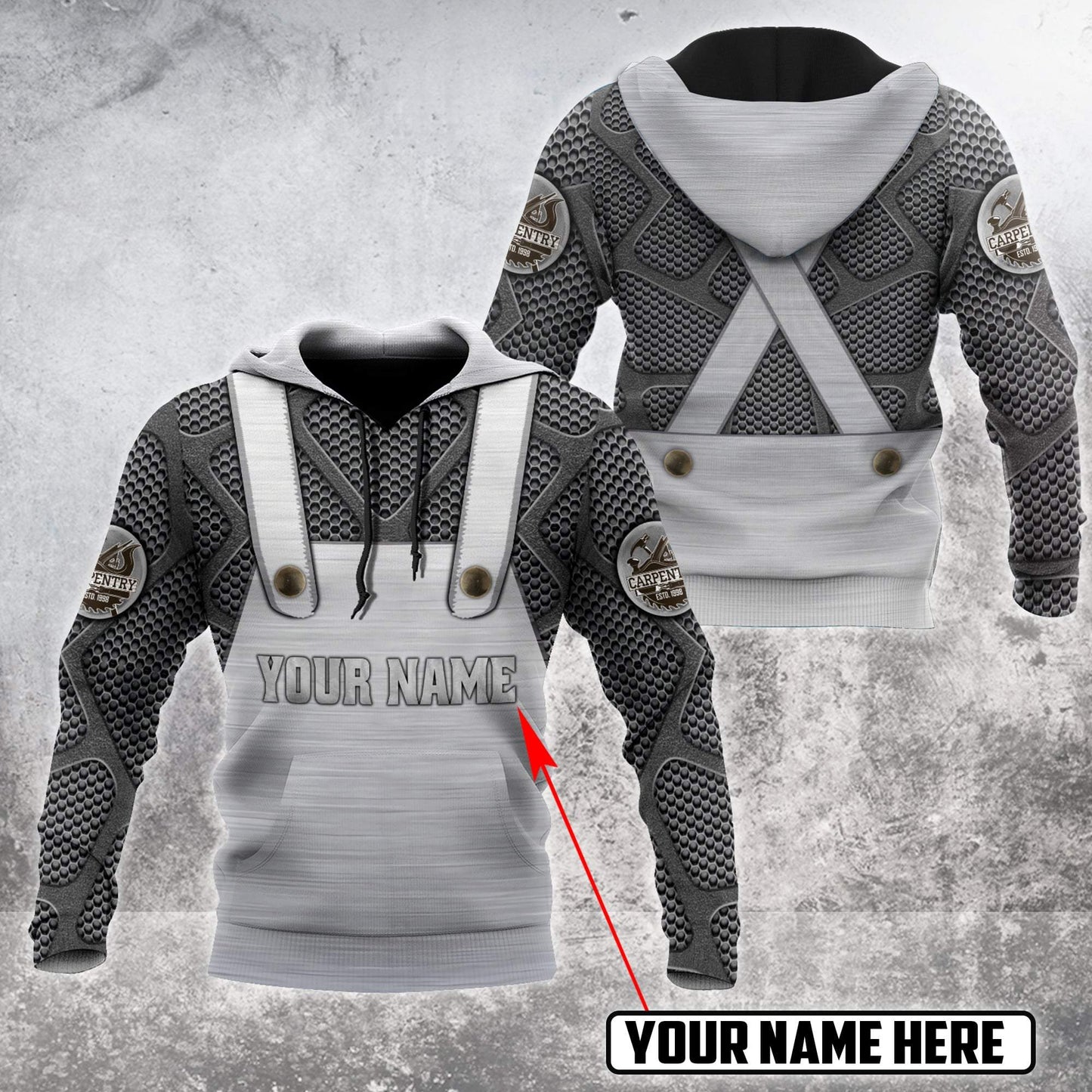 Personalized Name Carpenter 3D All Over Printed Unisex Shirts Metal Pattern Ver 4