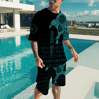 Premium Combo T Shirt Broad Short Raven Of Odin Tattoo 3D All Over Printed