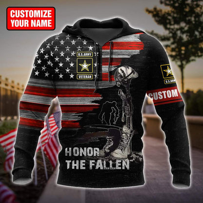 Honor the Fallen US Veteran Personalized Name 3D All Over Printed Hoodie