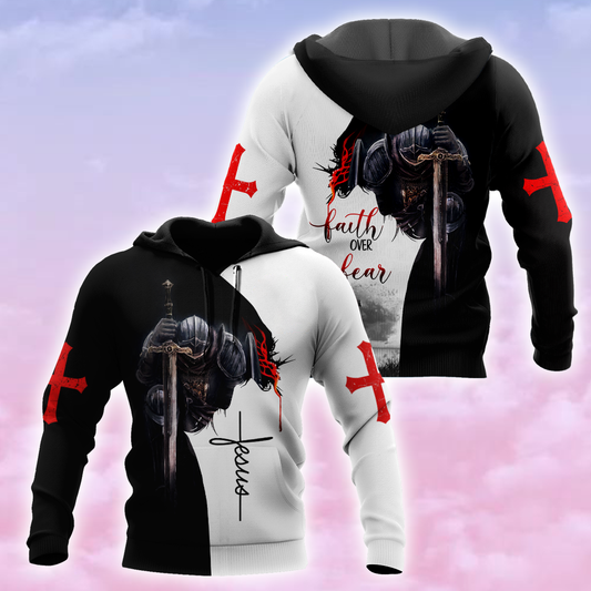 Jesus Christ Faith Over Fear 3D Printed Hoodie, T-Shirt for Men and Women