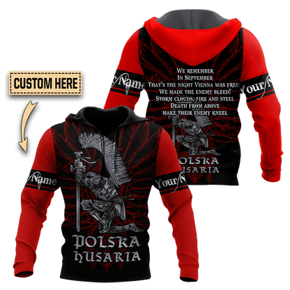Premium Hussars Red Polska Husaria Custom name 3D Printed Shirts