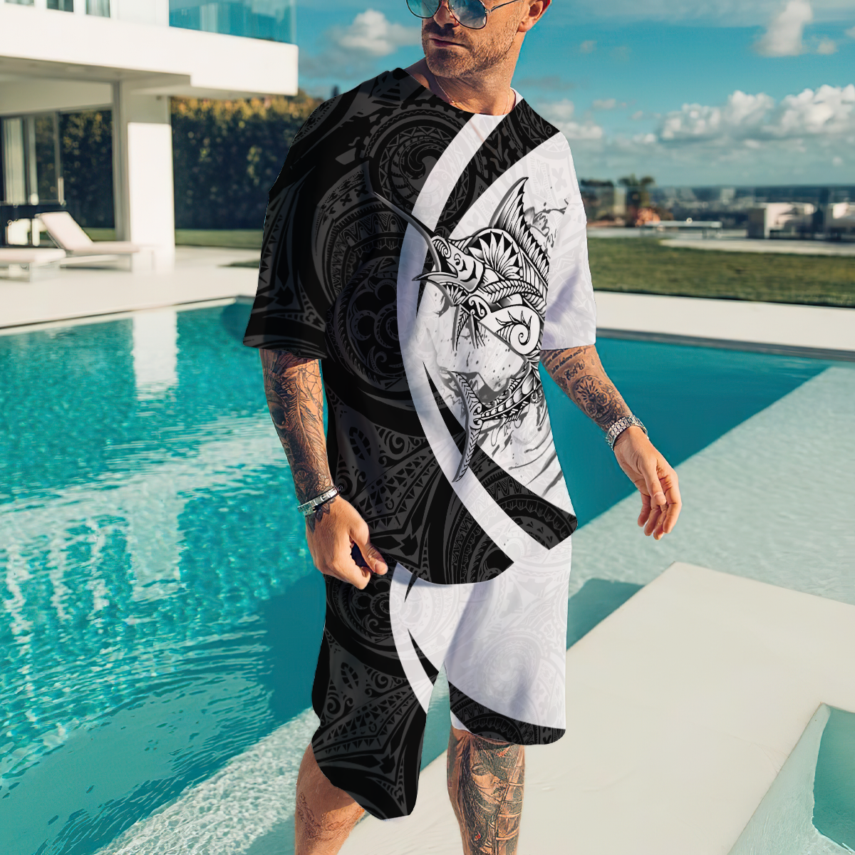 Polynesia No 28 Combo T Shirt Broad Short Marlin Fising