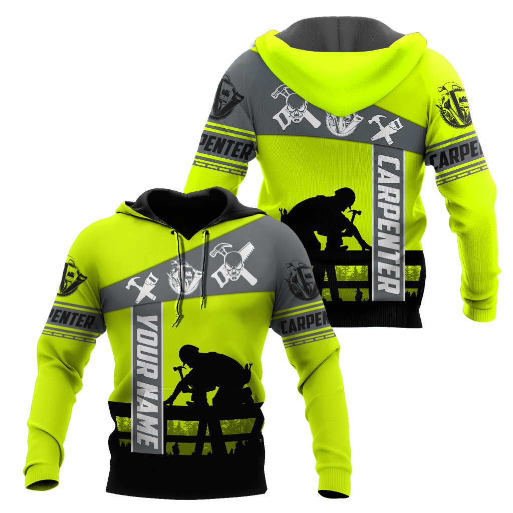 Personalized Name Carpenter 3D All Over Printed Unisex Shirts Green Neon Ver 2
