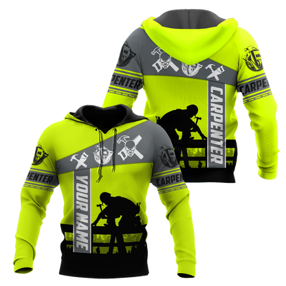 Personalized Name Carpenter 3D All Over Printed Unisex Shirts Green Neon Ver 2