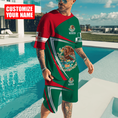 Personalized Name Mexico Combo T-shirt and Short 3D All Over Printed