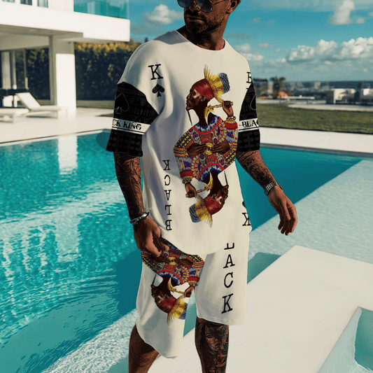African Culture Black King Combo Tshirt And Boardshort ML