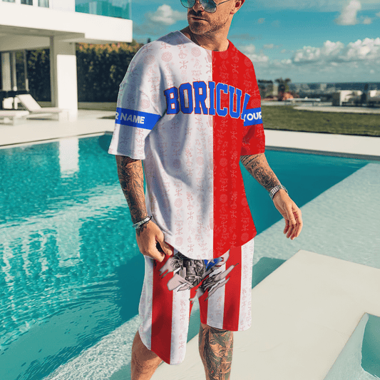 Customize Name Puerto Rico Combo T-Shirt / Board Short