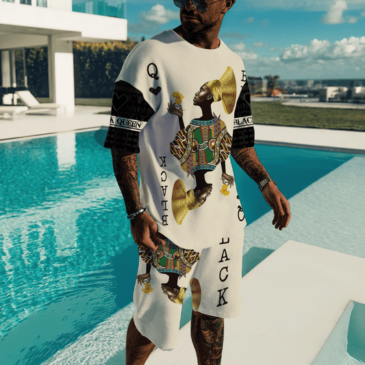 African Culture Black Queen Combo Tshirt And Boardshort ML