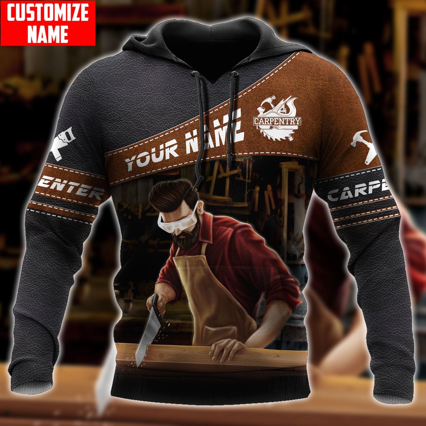 Personalized Name Carpenter 3D All Over Printed Unisex Shirts Leather Texture Ver2