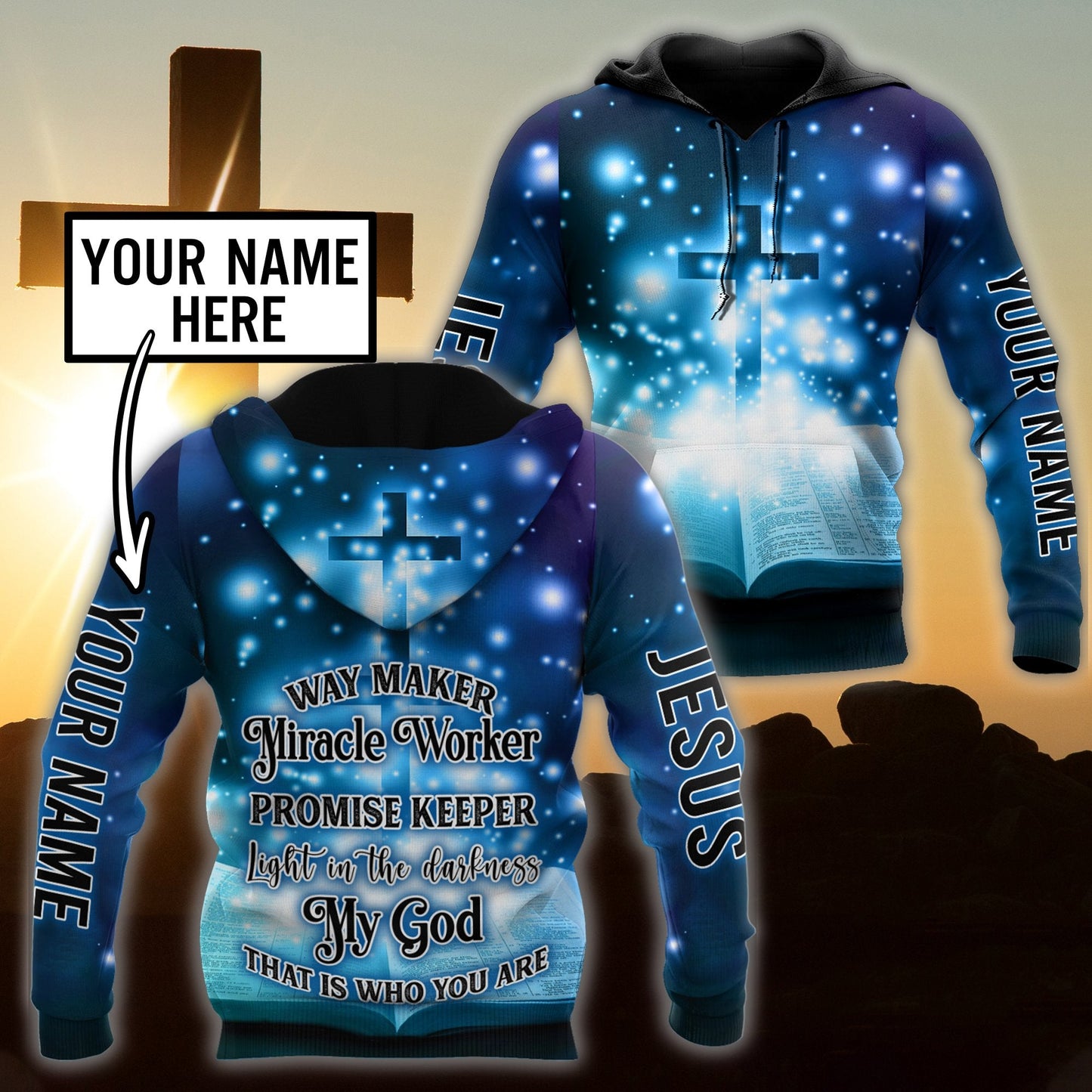 Premium Unisex Hoodie Personalized 3D All Over Printed Easter Day Christian Jesus No19 ML