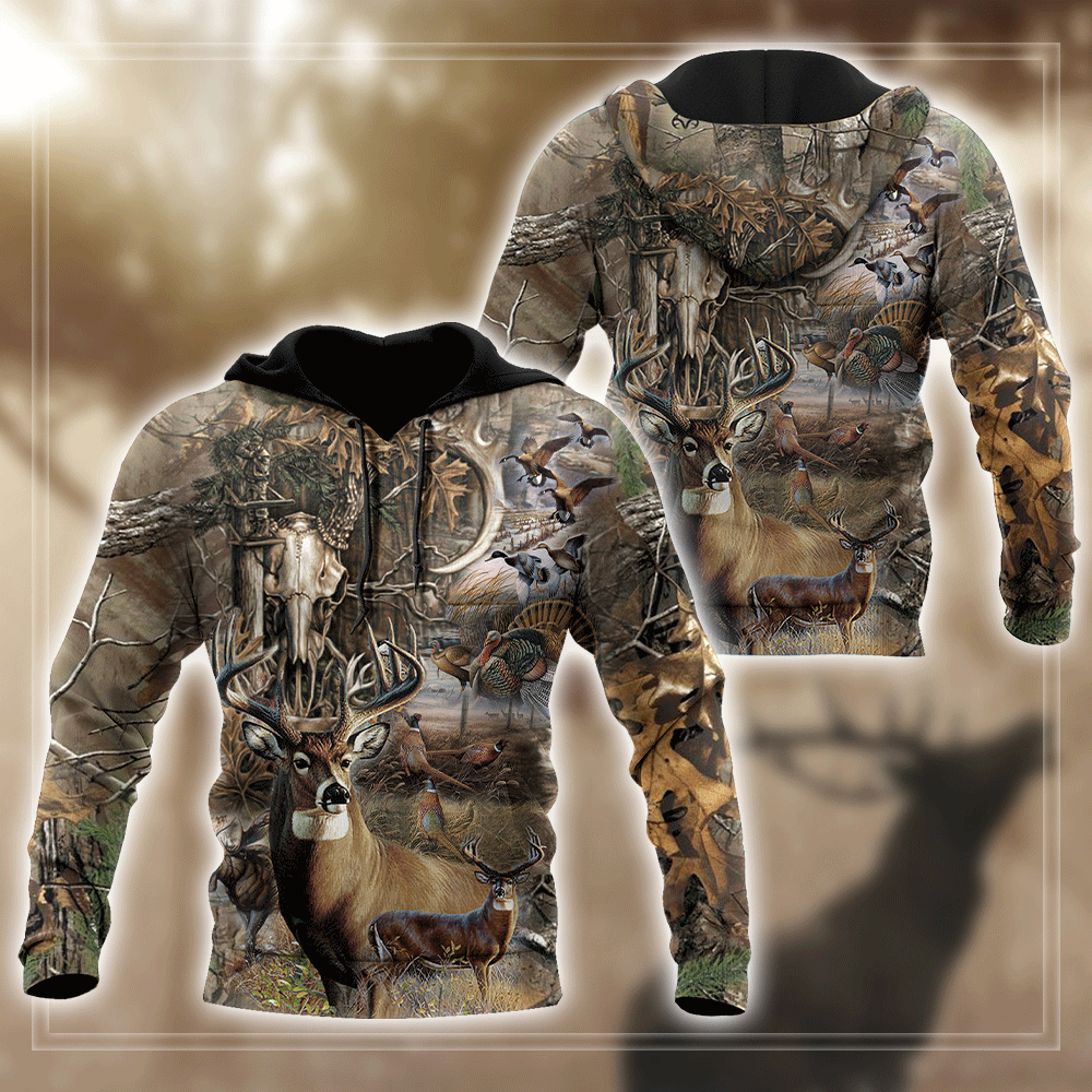 Premium Deer Hunting for Hunter Light Brown Camo 3D Printed Unisex Shirts