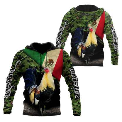 Rooster Mexico 3D All Over Printed Hoodie