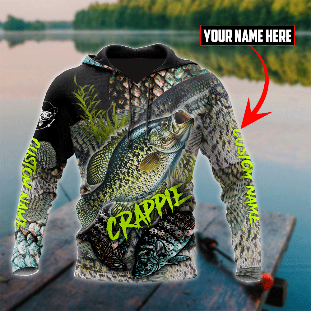 Custom name Crappie Fishing on skin 3D Design print shirts