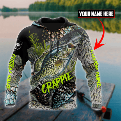 Custom name Crappie Fishing on skin 3D Design print shirts