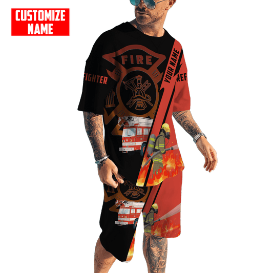 Customize Name Firefigher Combo T-Shirt / Board Short