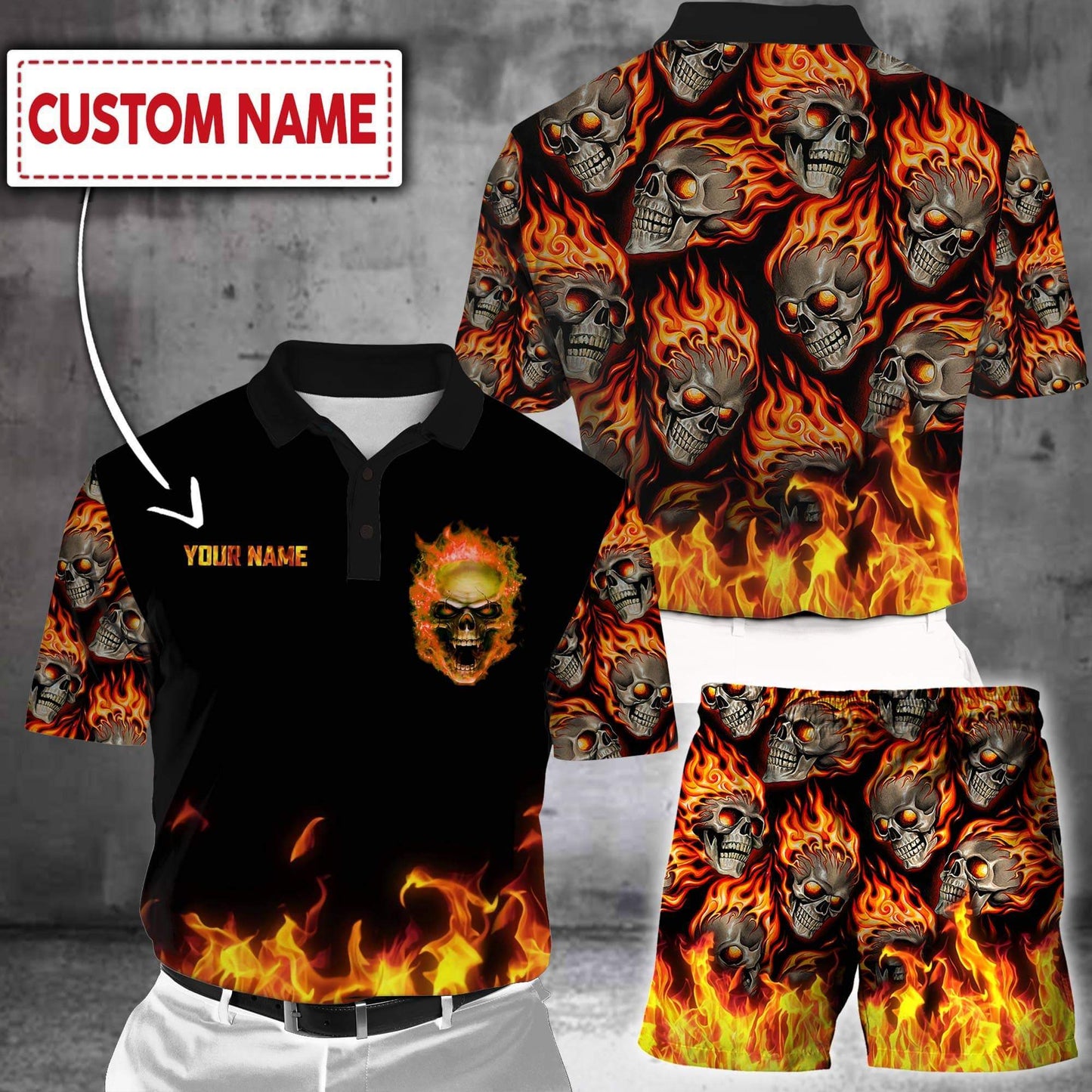 Customized Name Skull 3D All Over Printed Unisex Shirts