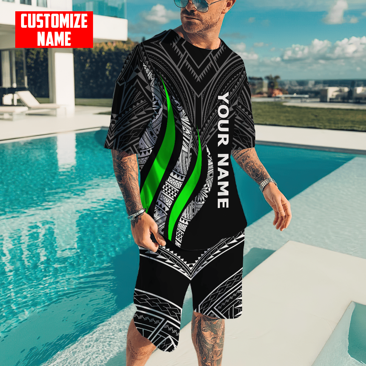 Polynesian Green And Tattoo Unisex Shirts Personalize ML