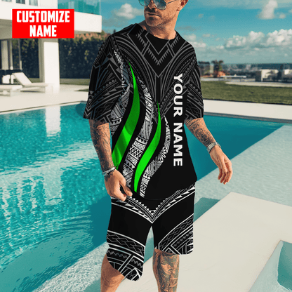 Polynesian Green And Tattoo Unisex Shirts Personalize ML