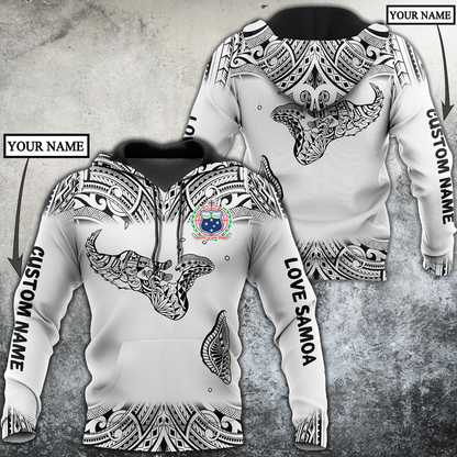 Amazing Polynesian Personalized Samoa Map Tattoo Unisex Deluxe Hoodie ML