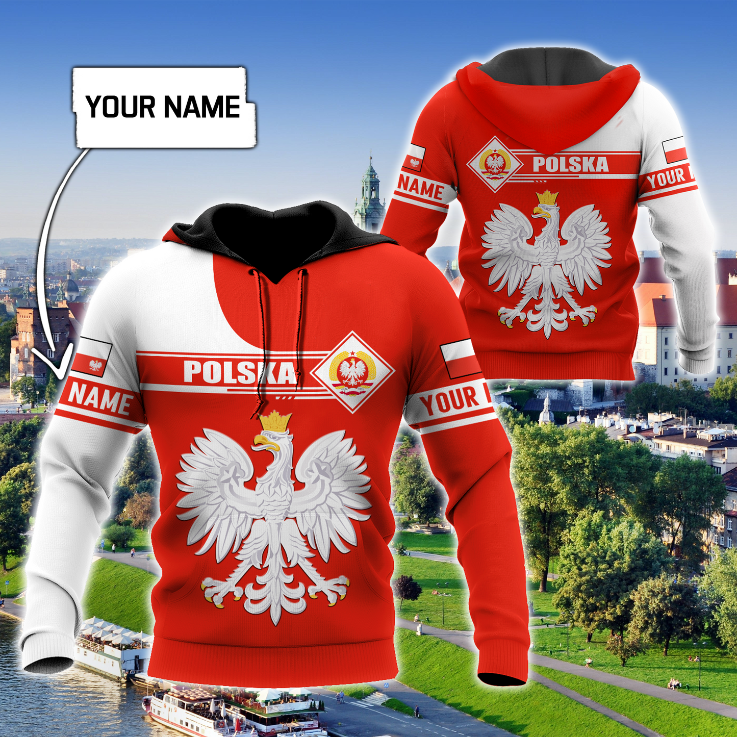 Personalized Polska 3D All Over Printed Unisex Hoodie