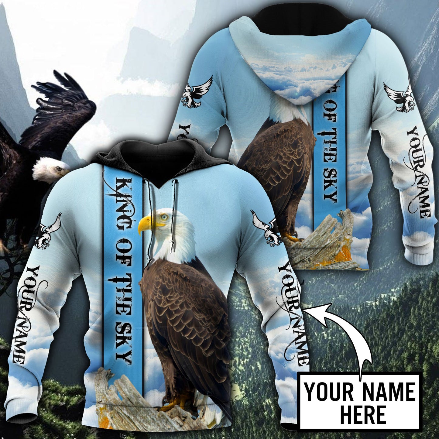 Customize Name Eagle 3D All Over Printed Shirts For Men and Women