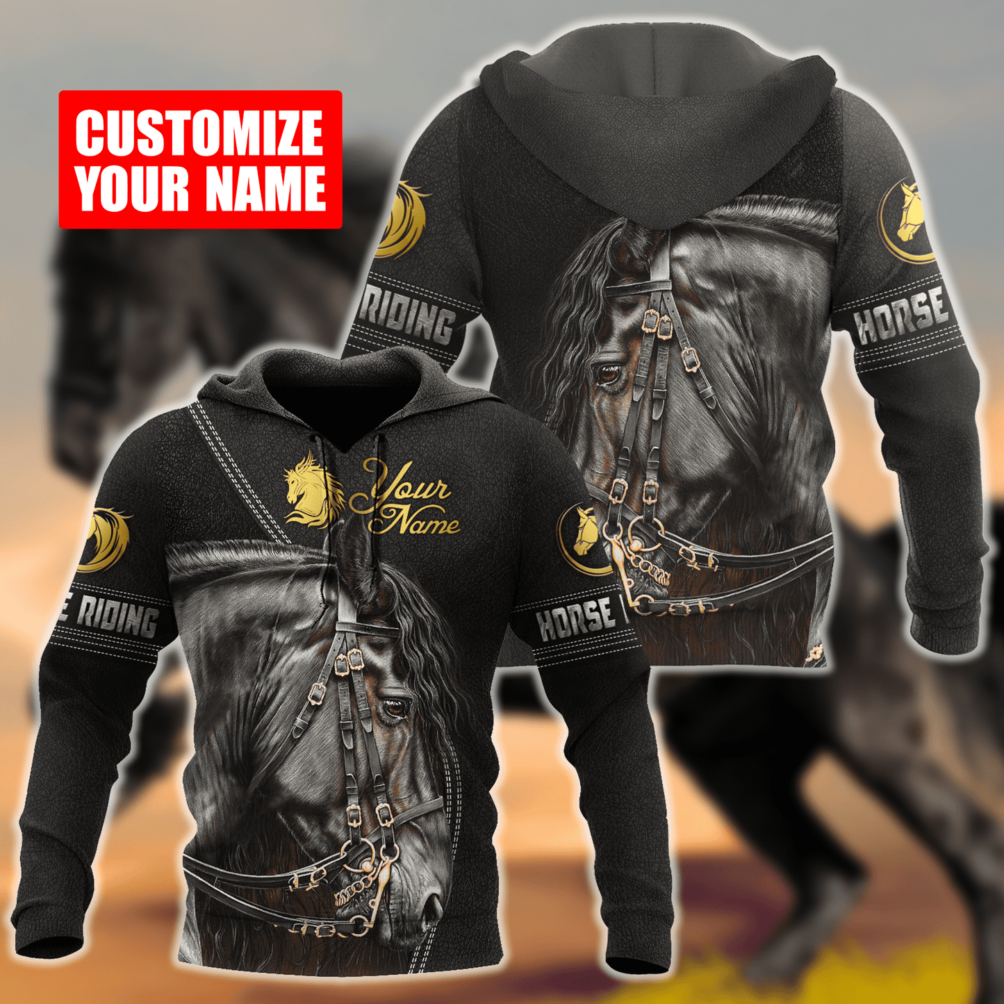 Personalized Name Rodeo 3D All Over Printed Unisex Shirts Black Horse